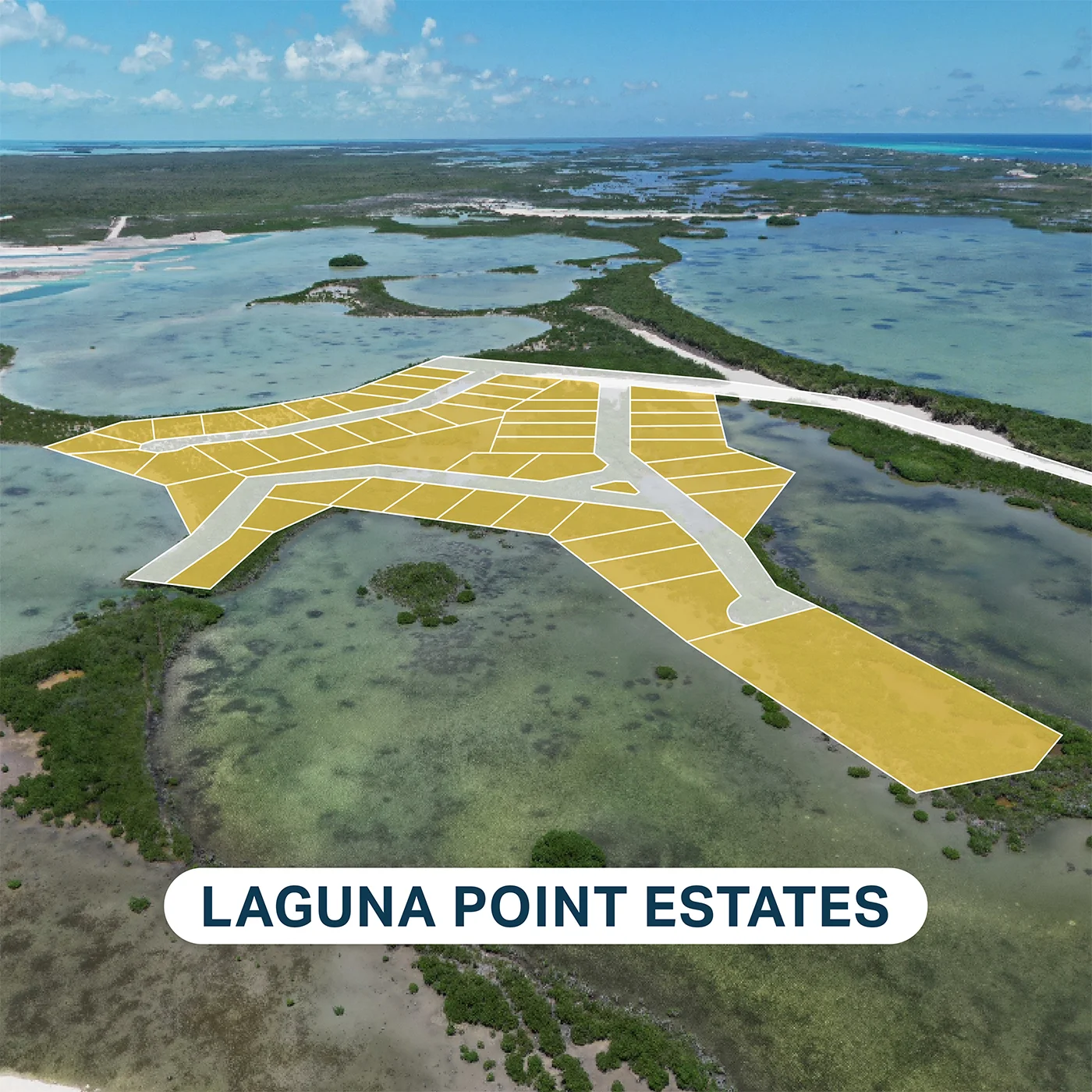 Ambergris Caye lagoon lots for sale — Laguna Point Estates aerial lot overlay